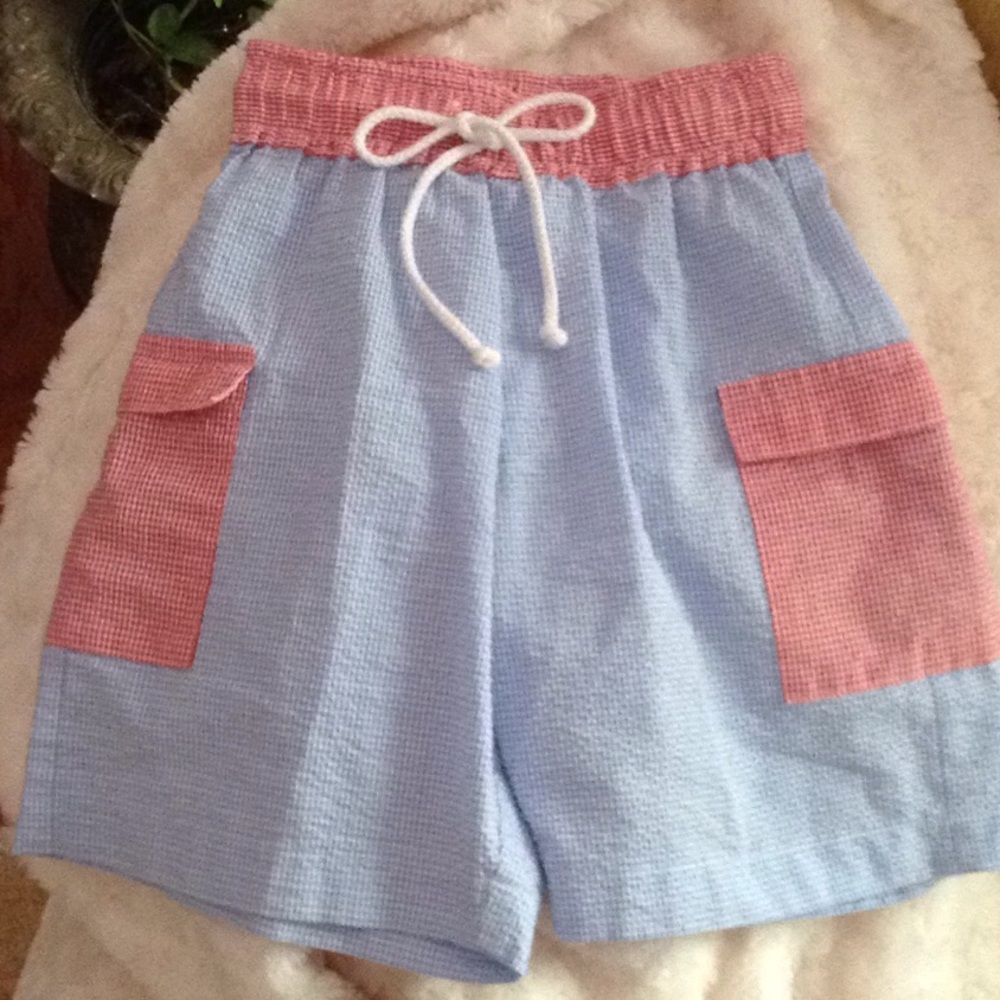 Orient Expressed blue gingham checked shorts